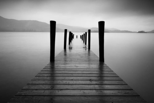 Lake District black and White Ashness Pier Jetty Print
