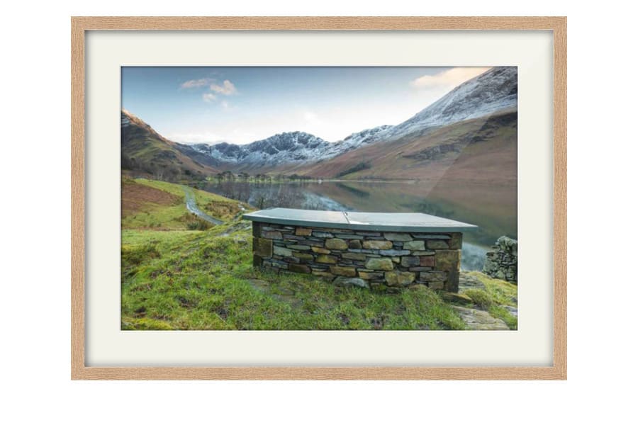 Buttermere Seat Lake District Photography Print for sale in a Natural Oak Frame