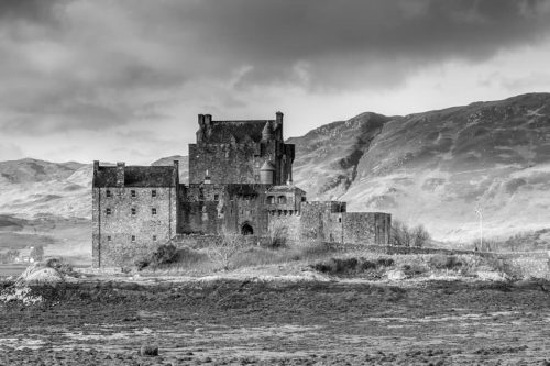 Black and White Photographic Picture of Eilean Donan Castle