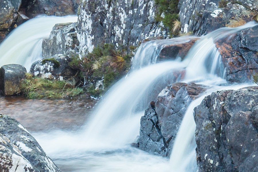 Buachaille Etive More Waterfall at 100% Zoom