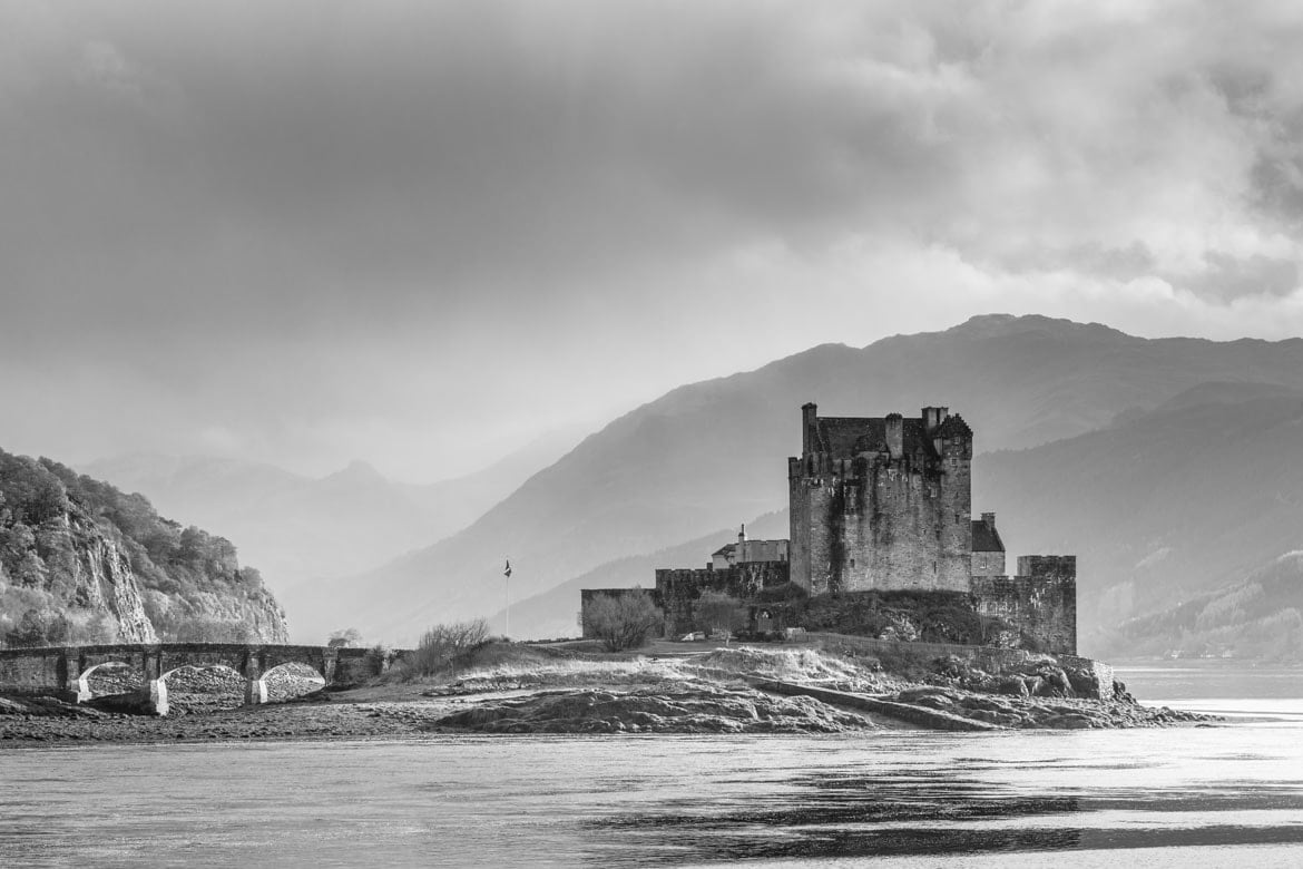Eilean Donan Black and White Storm Portfolio Image