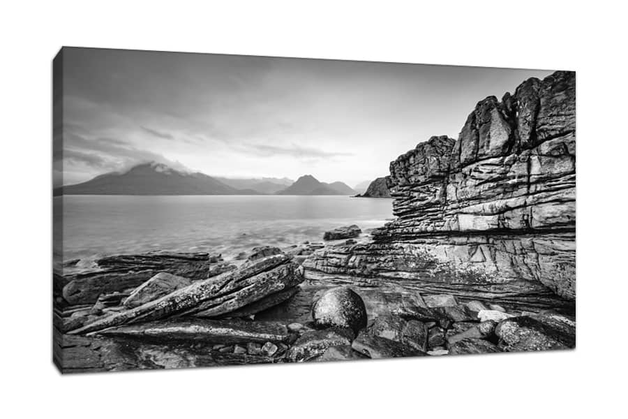 Elgol Rocks Black and White Canvas Picture
