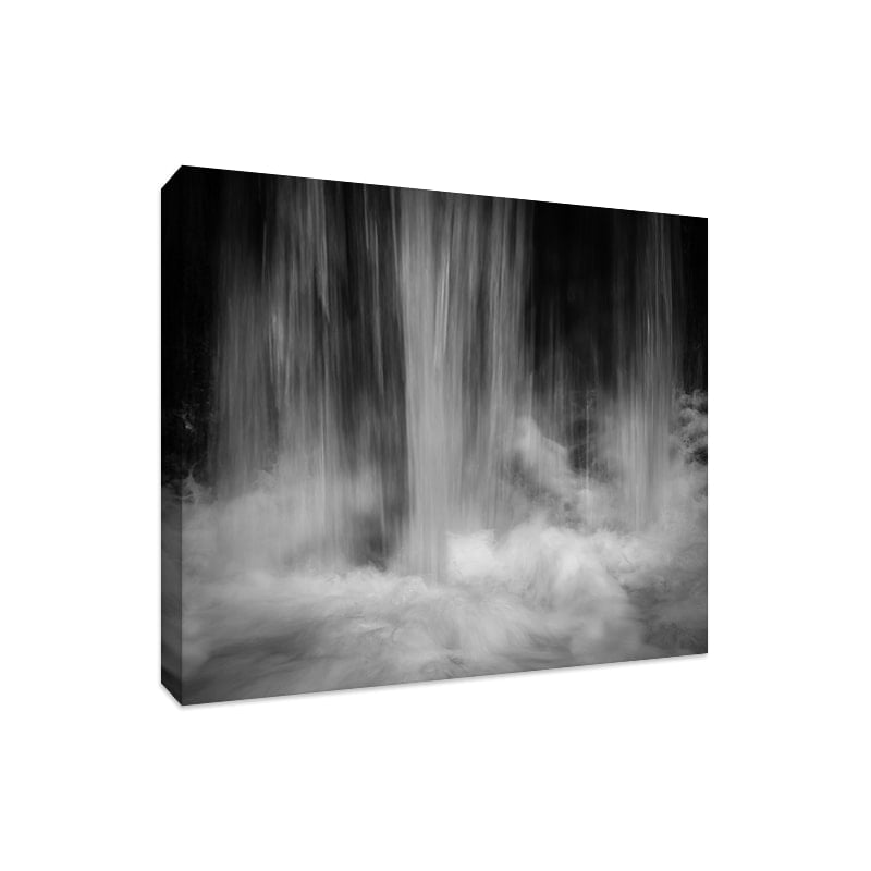 Waterfall Black and White Square Crop Canvas Print