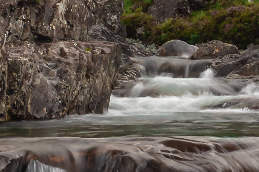 Isle of Skye Fairy Pools Zoomed to 100% detail